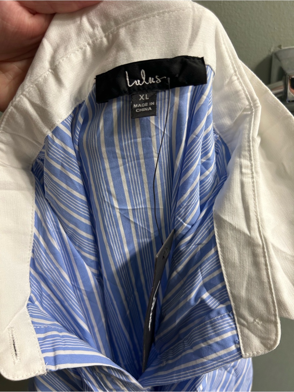 NWT LULUS Suave Confidence Blue and White Striped Collared Mini Dress - Picture 7 of 8